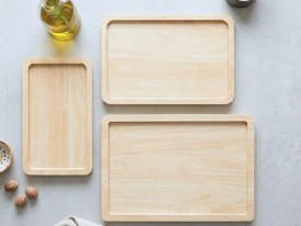 Set 3 bandejas madera cuadradas